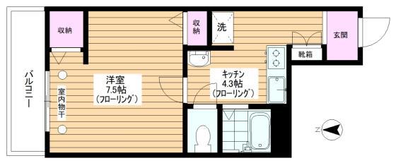 シャルベーシア(1K/4階)の間取り写真