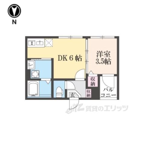ハーモニーテラス御陵三蔵町(1DK/3階)の間取り写真