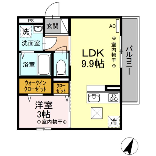 シャインピークス大和 A(1LDK/1階)の間取り写真