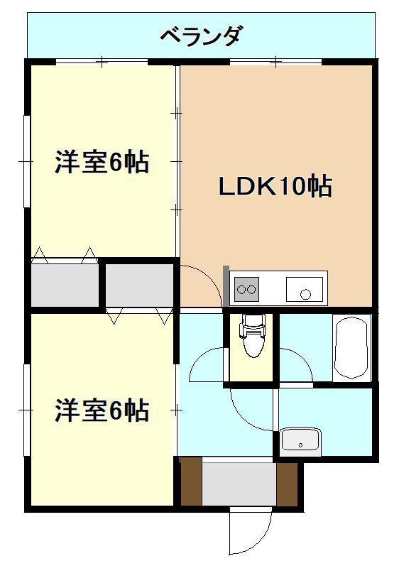 フジ企画ビル(2LDK/3階)の間取り写真