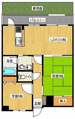 コスタカーサ(2LDK/1階)の間取り写真