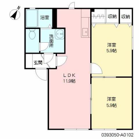 グリーンヒル南片江A(2LDK/1階)の間取り写真