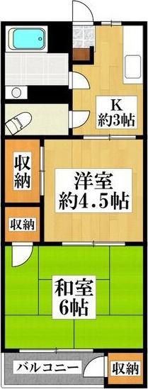 田中町1号棟(2K/1階)の間取り写真