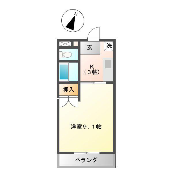 コーポカトウII(1K/1階)の間取り写真