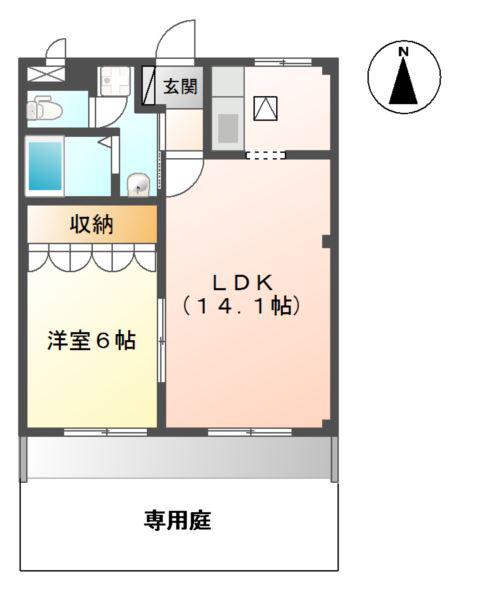 クレディール・アイ(1LDK/1階)の間取り写真