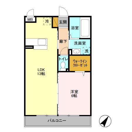 グランメールM(1LDK/2階)の間取り写真