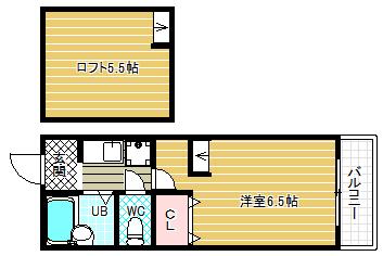 OMレジデンス柏原(1K/2階)の間取り写真