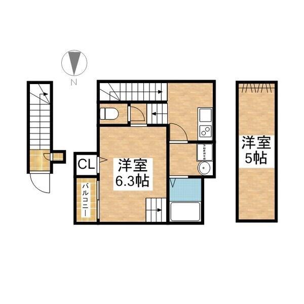 RESIDENCER名古屋(1K/2階)の間取り写真