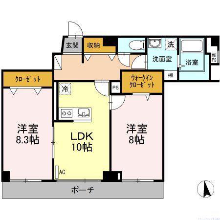 パストラル湘南(2LDK/1階)の間取り写真