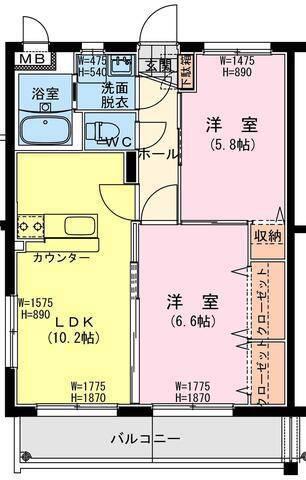 デイドリーム(2LDK/2階)の間取り写真