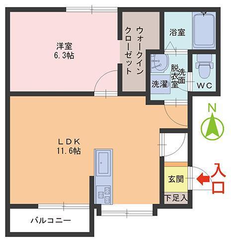 西里レジデンス(1LDK/1階)の間取り写真