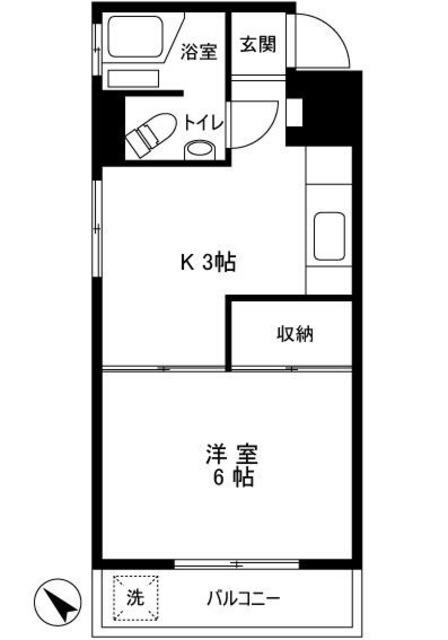 綾部マンション(1K/3階)の間取り写真