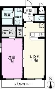 プログレッソ(1LDK/2階)の間取り写真