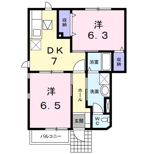 リエントラーレ21(2DK/1階)の間取り写真