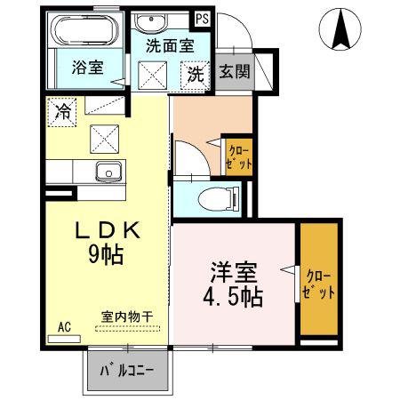 カーサ フェリーチェ(1LDK/1階)の間取り写真