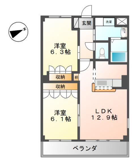 TNM鎌倉(2LDK/6階)の間取り写真