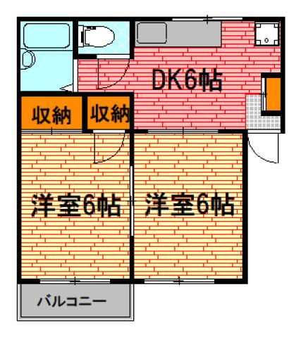 シティハイツ加茂(2DK/2階)の間取り写真