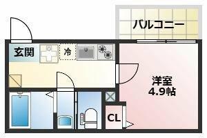 リアル綱島パークテラスB棟(1K/1階)の間取り写真