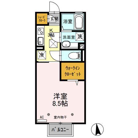 コモド A(1K/1階)の間取り写真