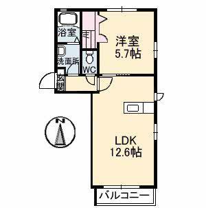 ラ・パルテール関 参番館(1LDK/1階)の間取り写真