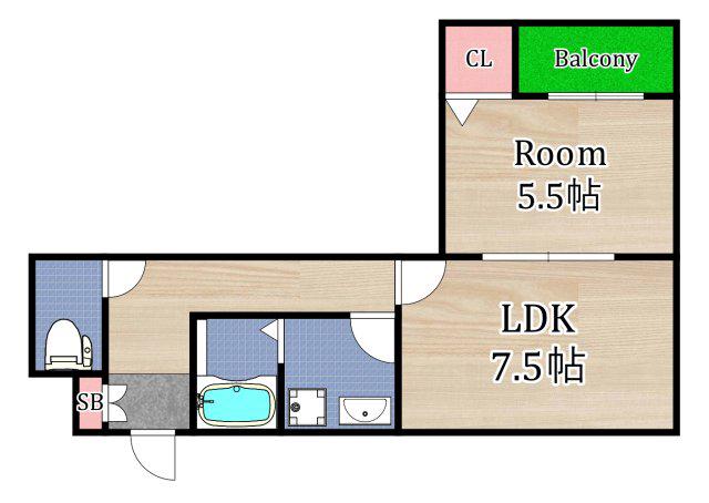 ディアコート中宮(1LDK/1階)の間取り写真