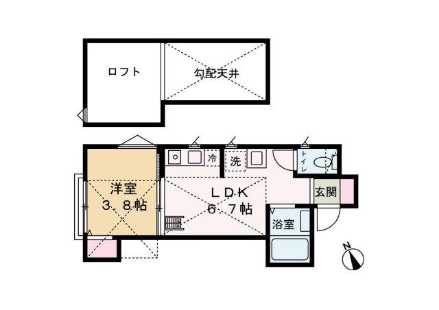 明和レジデンス(1DK/1階)の間取り写真