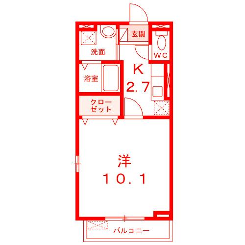 アルモニー HR(1K/2階)の間取り写真