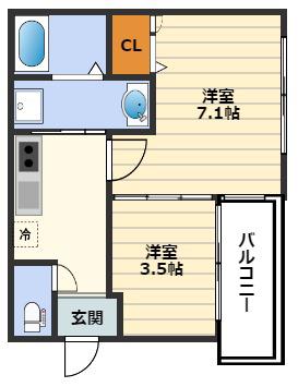 リトルフラワー(1SK/1階)の間取り写真