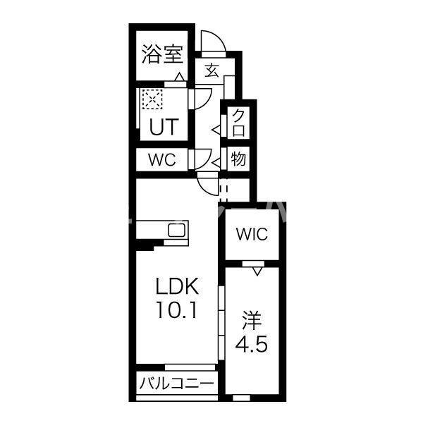 アンソレイエII(1LDK/1階)の間取り写真