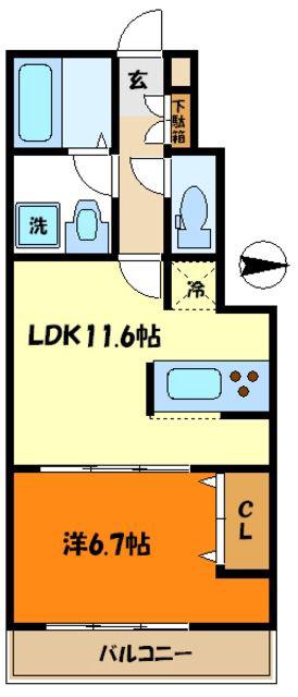 VERDOR(1LDK/1階)の間取り写真