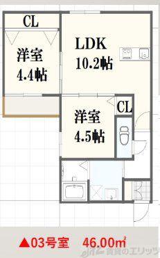 千里山東4丁目PJ(2LDK/2階)の間取り写真