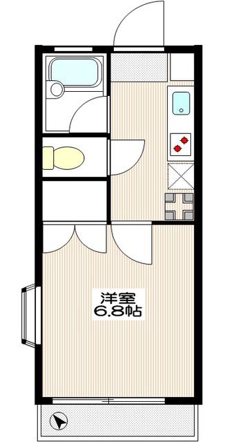 アベニール百合ヶ丘(1K/2階)の間取り写真