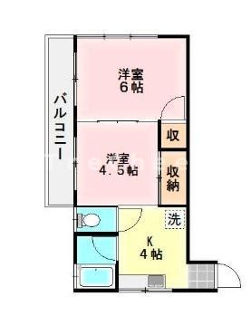 ポルシェひばりが丘(2K/2階)の間取り写真