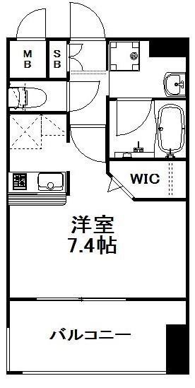 エンクレスト天神MARK(1K/14階)の間取り写真