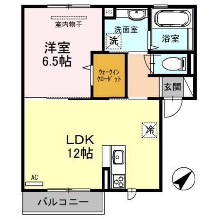 グリュックハイム(1LDK/2階)の間取り写真