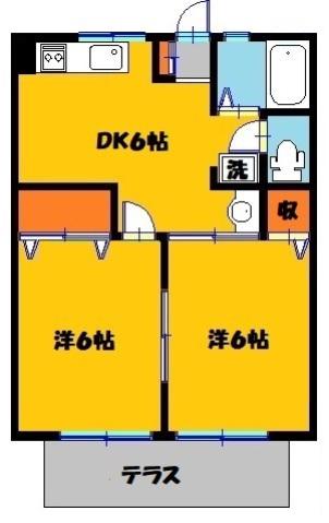 セントラルクレールI(2DK/2階)の間取り写真