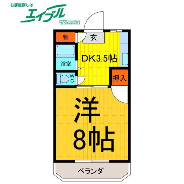 サンシティ鳴門3(1DK/2階)の間取り写真