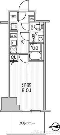 TOPAZ江坂(1K/9階)の間取り写真