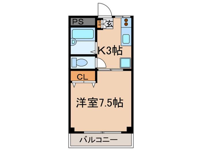 ドゥエル祖師谷(1K/2階)の間取り写真
