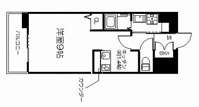 プレサンス京都烏丸爛都(1K/6階)の間取り写真