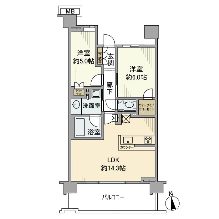 プラウドシティ国立(2LDK/8階)の間取り写真