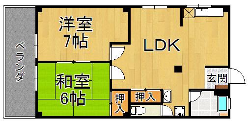 兵住グランドコート市役所前(2LDK/3階)の間取り写真
