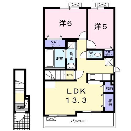 京都丹後鉄道宮福線 福知山市民病院口駅 徒歩8分 2階建 築9年(2LDK/2階)の間取り写真