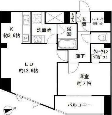 アーバンスタイル立川(1LDK/6階)の間取り写真