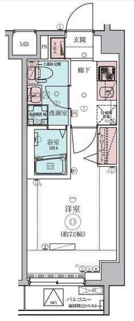 LEXE鷺沼(1K/2階)の間取り写真