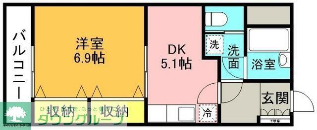 フジビュー矢向(1DK/4階)の間取り写真