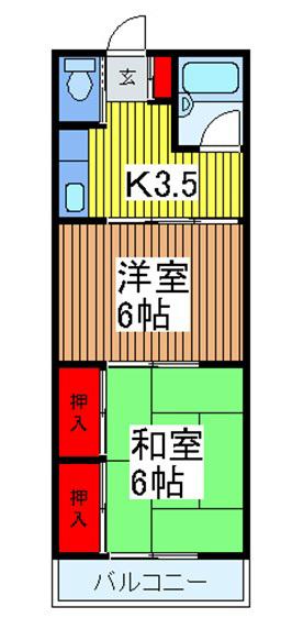 第三大竹ハイツ(2K/2階)の間取り写真