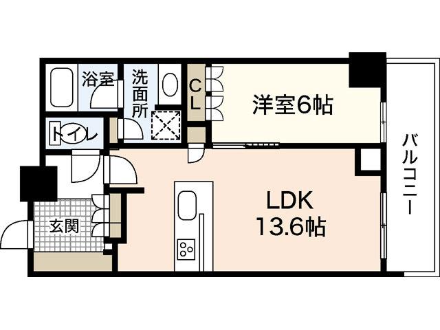 グランクロスタワー広島(1LDK/43階)の間取り写真