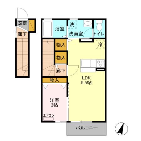 アリエッタ(1LDK/2階)の間取り写真