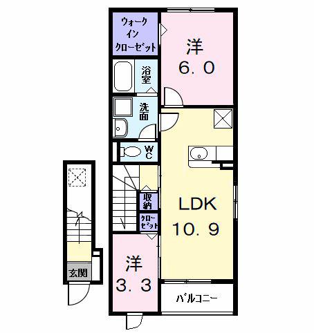 グラン ブレス(2LDK/2階)の間取り写真